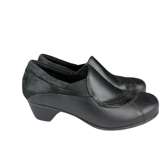 Aravon Provence Asymmetrical Black Slip-ons Booties Ankle Clogs Women's 8 CH3730 - Picture 1 of 8